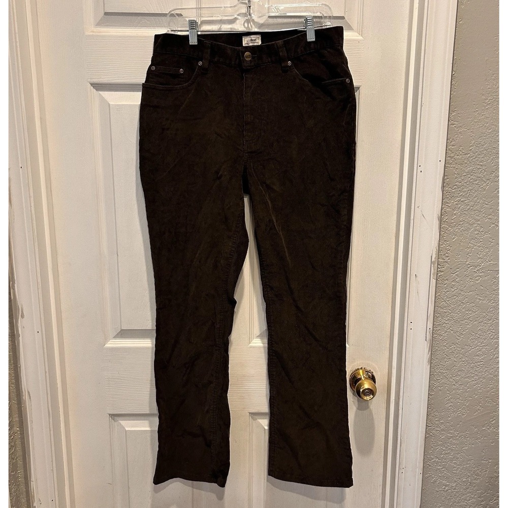 LL Bean Women's‎ Corduroy Pants Brown Straight Leg 12 Countryside Earthy Rugged